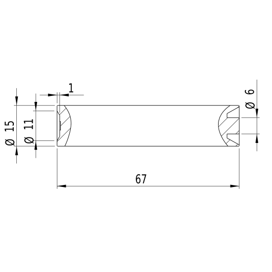 Punktlaser, rot, 650 nm, 0.4 mW, Ø15x67 mm, Laserklasse 1, Fokus fixed (5.0m)